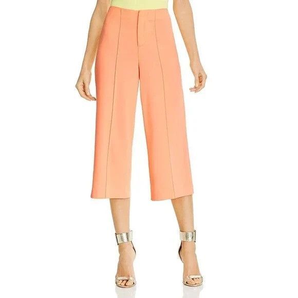 Alice + Olivia Dylan Wide Leg High Waisted Cropped Pants in Light Peach Womens 2 - Picture 1 of 10